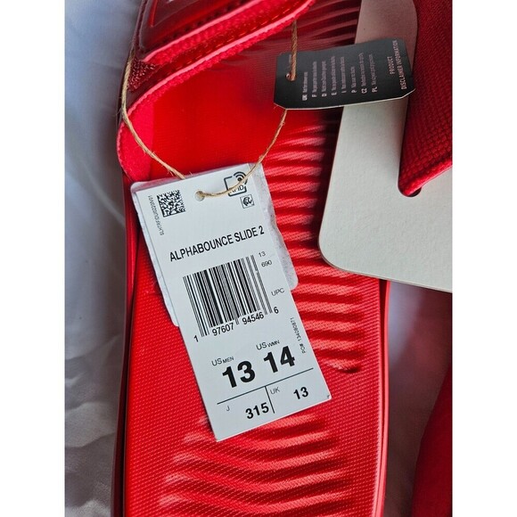 NWoB Adidas Alphabounce Slide 2.0 Sandals Slides Red White Stripes Men's 13 - Picture 3 of 7